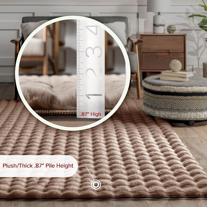nuLOOM Jeni Taupe Checkered Washable Area Rug, 4' x 6'