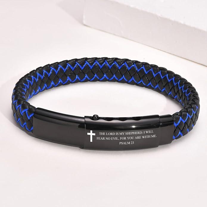 VNOX Men's Inspirational Mantra Engarved Handmade Braided Leather Adjustable Cuff Bangle Bracelet Encouragement Motivational Gift for Men