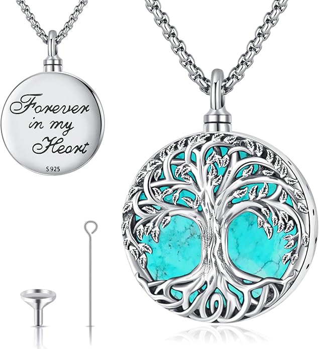 Jewelry Gifts - Tree of Life Necklace Sterling Silver Abalone Shell/Opal/Moonstone/Black Onyx/Turquoise/Malachite/Crystal Family Tree of Life Jewelry for Women Men