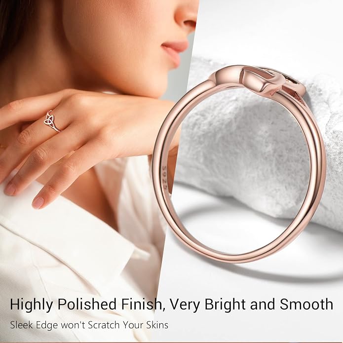 PROSILVER 925 Sterling Silver Claddagh Ring/Celtic Knot Ring for Women, Irish Wedding Band, Rose Gold Plated/Gold Plated, Size 4-12, Come with Box