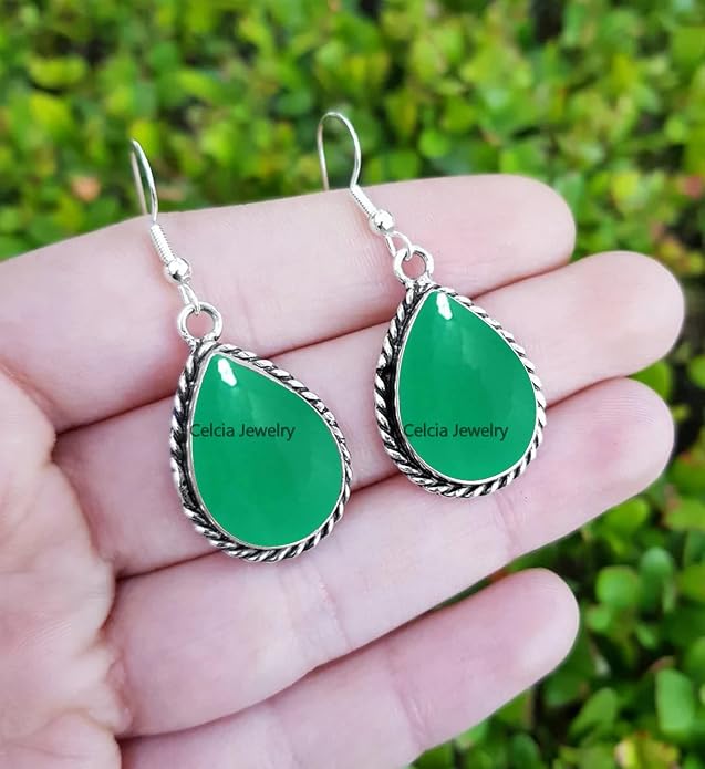 Pure 925 Sterling Silver Dangle Drop Earrings for Women, Pear Gemstone Handcrafted Earrings for Women & Girl ('Amethyst)