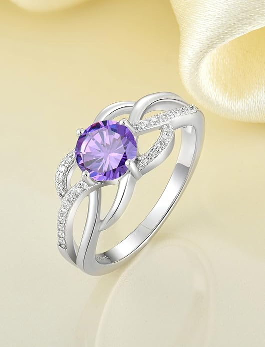 YL Celtic Knot Rings 925 Sterling Silver Twisted Ring Cubic Zirconia Infinity Statement Jewelry for Women