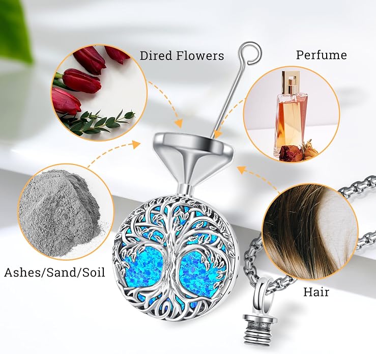 Jewelry Gifts - Tree of Life Necklace Sterling Silver Abalone Shell/Opal/Moonstone/Black Onyx/Turquoise/Malachite/Crystal Family Tree of Life Jewelry for Women Men