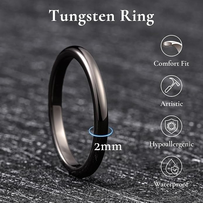 King Will Tungsten Carbide Wedding Band for Men Women Promise Rings for Couples Domed High Polish