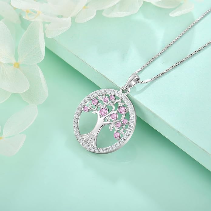 STARCHENIE Tree of Life Necklace 925 Sterling Silver Pendant for Women Family Tree Necklaces Birthstone Jewelry for Her Wife Mom Grandma