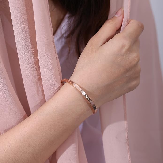 Qitian Islamic Jewelry Gifts for Women Allah Gold Bangles Bracelets Ayatul Kursi Arabic Cuff Bracelet for Women Men Islam Eid Ramadan New Year Gifts