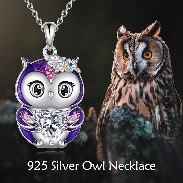 Bat/Cow/Cat/Bunny Necklace 925 Sterling Silver Heart Animal Pendant Necklace for Women