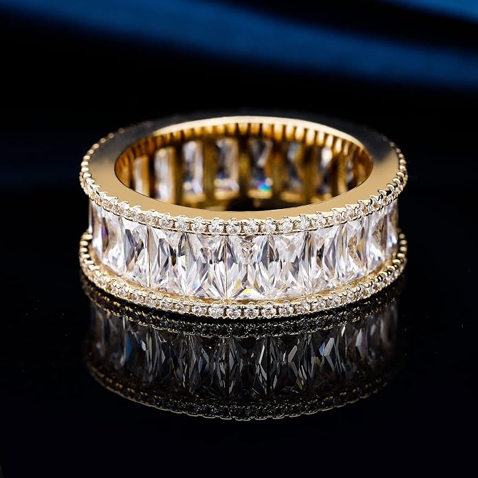 MDFUN 18K Gold Plated Eternity Rings for Women Cubic Zirconia Wedding Promise Engagement Band