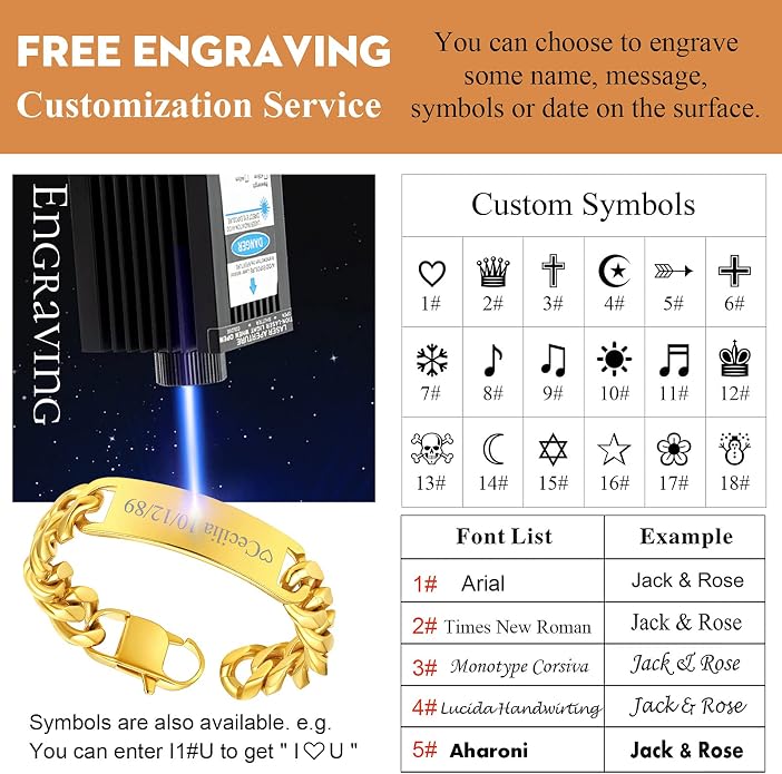 FindChic Customized Name Bar ID Bracelets for Men Women 18K Gold Plated/Stainless Steel/Black 7MM/10MM/15MM Width 7.5'' 8.3'' Bangles, with Jewelry Box