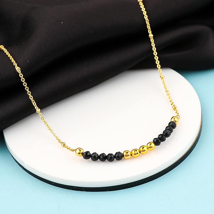 Satellite Chain Necklace 16+2 Inch Gold Plated – Dainty Layering Jewelry with Gemstone Beads – Minimalist Choker Necklace for Women – Delicate Gift for Her