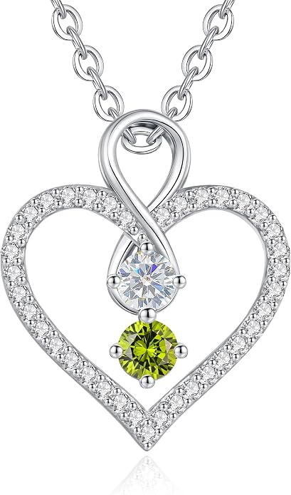 LOUISA SECRET Double Birthstone Necklaces for Women, 925 Sterling Silver Infinity Love Heart Pendant Necklace for Her, Birthday Anniversary Valentine's Day, Christmas, Wedding, Graduation Gift for Her, Personalized Gifts, Jewelry Gifts for Wife Mom Gir...