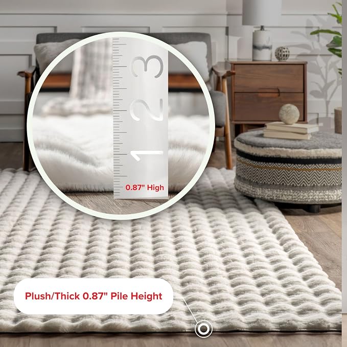 nuLOOM Jeni Off White Checkered Washable Area Rug, Oval 5' x 8' | Nuloom Jeni Checkered Oval 5' x 8' Machine Washable Area Rug for Living Room Bedroom Dining Room, Off White