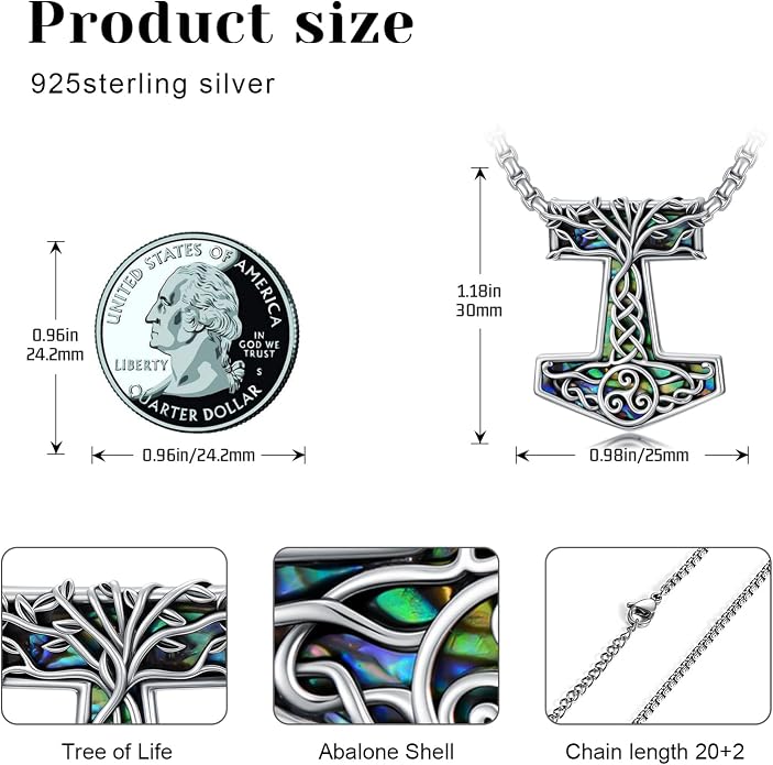 Viking Necklace for Men 925 Sterling Silver Viking Norse Pagan Jewelry Gifts for Women