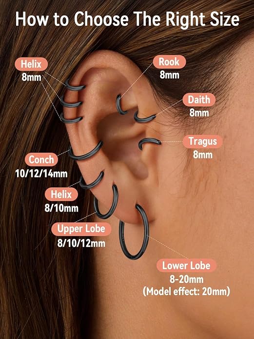 FaithHeart 925 Sterling Silver Huggie Hoop Earrings, Small Hoop Earring for Women, Silver/14K Gold/Black/Rose Gold Hypoallergenic Cartilage Earrings for Women 8/10/12/14/16/18/20mm