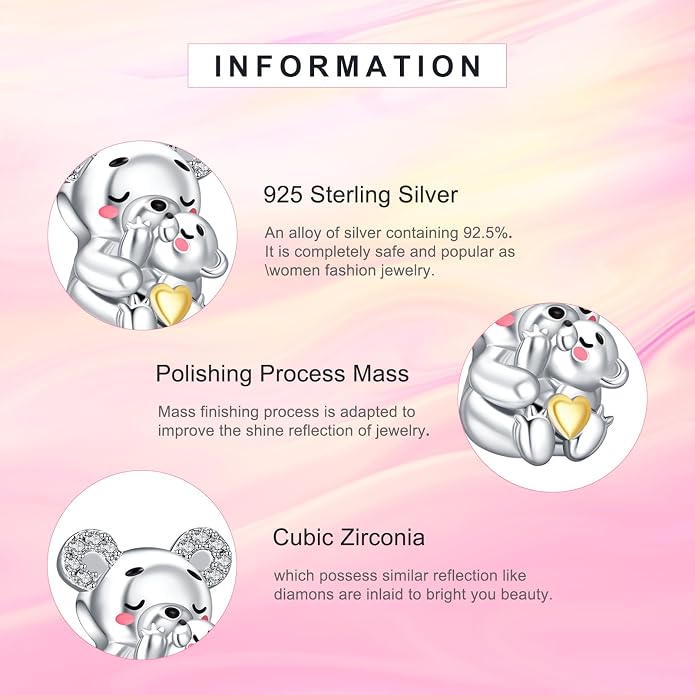 NINGAN 925 Sterling Silver Charm Golden Love Charm Buckle Safety Chain Travel Bead Firefly Dragonfly Pendant, Suitable for Women Bracelet and Necklace as Gift from Mom and Friends