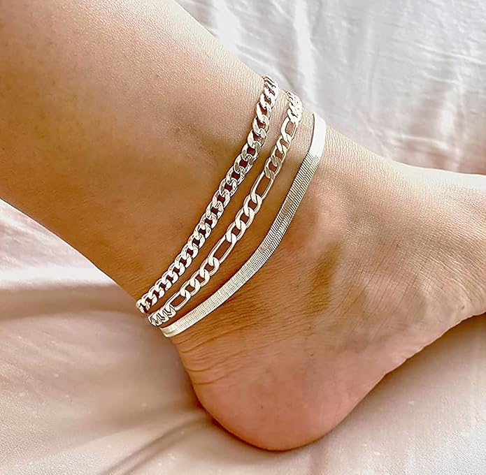 DEARMAY Gold Anklets for Women Waterproof, Non Tarnish14K Gold Plated Ankle Bracelets Set Stack, Summer Beach Jewelry Gifts for Vacation, Bikini Outfits for Women Mom Her