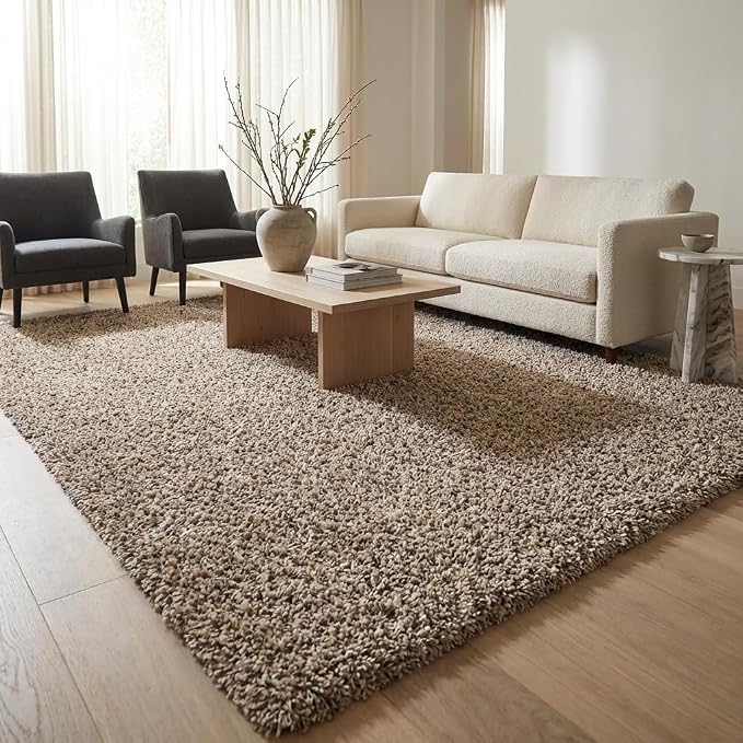 Unique Loom Solid Shag Collection Area Rug (8' x 11' Rectangle, Taupe)