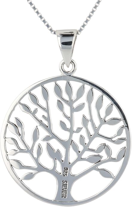 Jewelry Trends Large Celtic Tree of Life Sterling Silver Pendant Necklace 18"