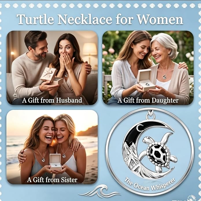 Tree of Life/Cat/Horse/Turtle/Sun/Cow Pendant Crescent Moon Necklace Anniversary Graduation Birthday for Grandma Women Wife Daughter(with Gift Box)