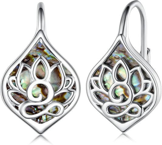 Lotus Earrings 925 Sterling Silver Yoga Lotus Jewelry Lever back Earrings Stud Earrings Gifts for Women Mom