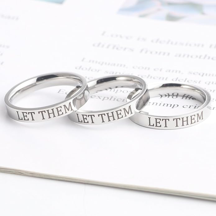 Roe Dolph Let Them Ring for Women Inspirational Engraved Band Ring Motivational Reminder Jewelry Inspirational Gifts for Women