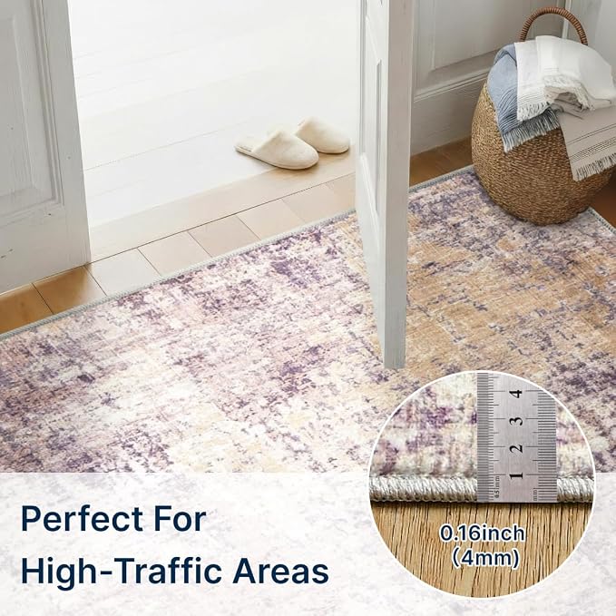 2x6 Rug for Entryway Hallway-No Slip Soft Carpets Modern Abstract Indoor Floor Stain Resistant Carpet for Bedroom Dining Room Farmhouse Nursery Home Office Pink