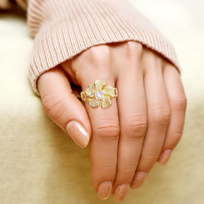 Sunflower Fidget Ring for Women Spinning Rings Adjustable Anxiety Ring for Teens Birthday Gift for Daughter Mom You Are My Sunshine Spinner Rings