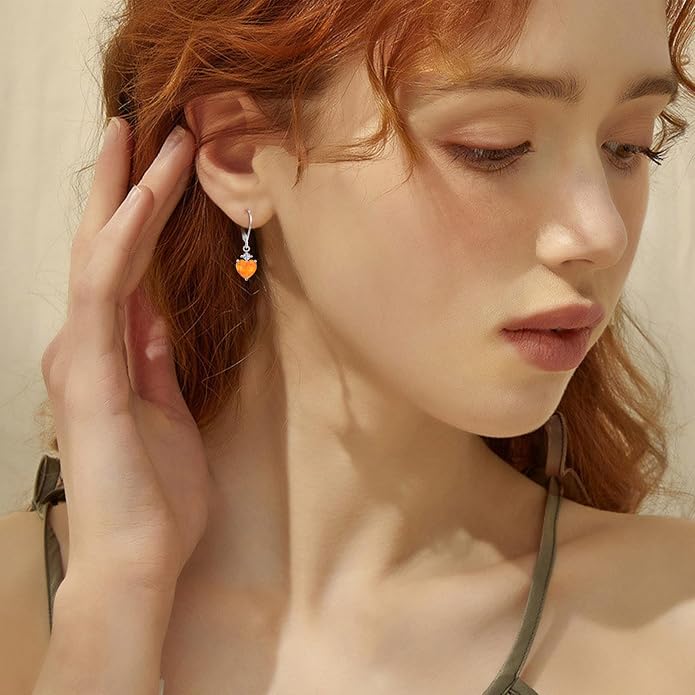 Teardrop Leverback Drop Dangly Earrings, 925 Sterling Silver with Opal/Moonstone Hypoallegenic for Sensitive Ears Jewelry Gift for Women Girlfriend with Gift Box