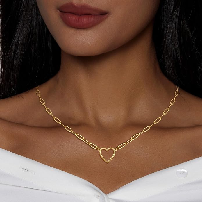 Airmb Heart Necklace for Women Gold/Silver Plated Trendy Heart Choker Lover Pendant Hypoallergenic Fashion Gold/Silver Necklace for Women Love Jewelry Gift for Women Girlfriend