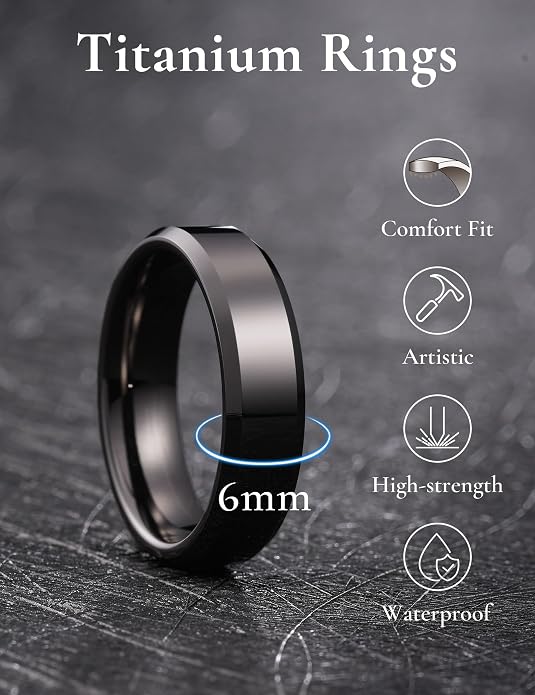 King Will BASIC Men Women 4mm/5mm/6mm/7mm/8mm Titanium Rings Polished Wedding Band Engagement Anniversary Band Comfort Fit