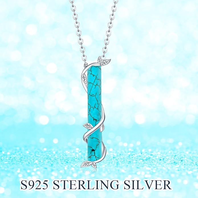 Bar Opal Leaf Necklace For Women S925 Sterling Silver White Opal Pendant with Leaf Charm Bar Pendant Jewelry Gift For Mom Daughter Wife