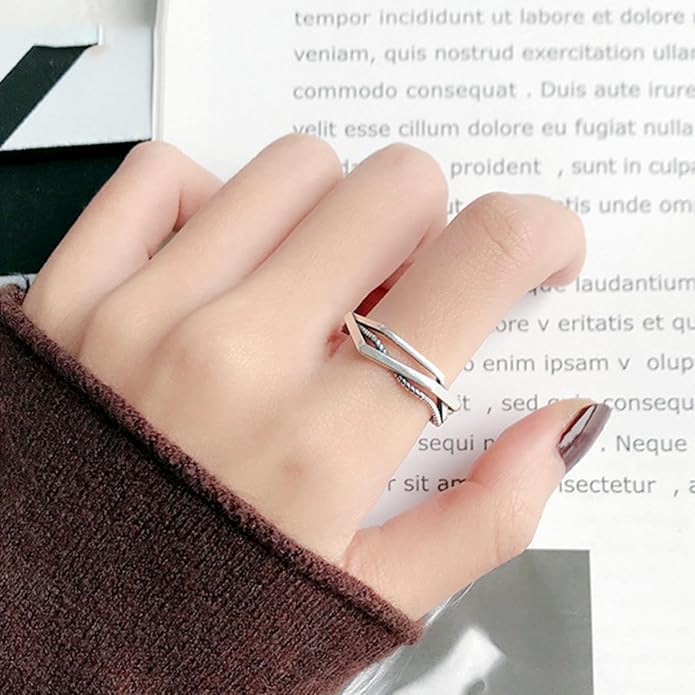 925 Sterling Silver Ring Minimalist Adjustable Rings Band Handmade Rings for Women Girls