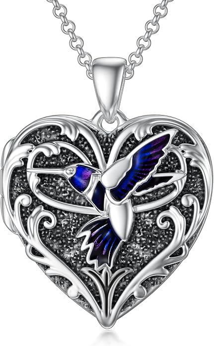 SOULMEET Personalized Silver Locket Necklace That Holds Pictures Photo Keep Someone Near to You, Memorial Custom Lockets Necklaces Letters Engraving for His Her
