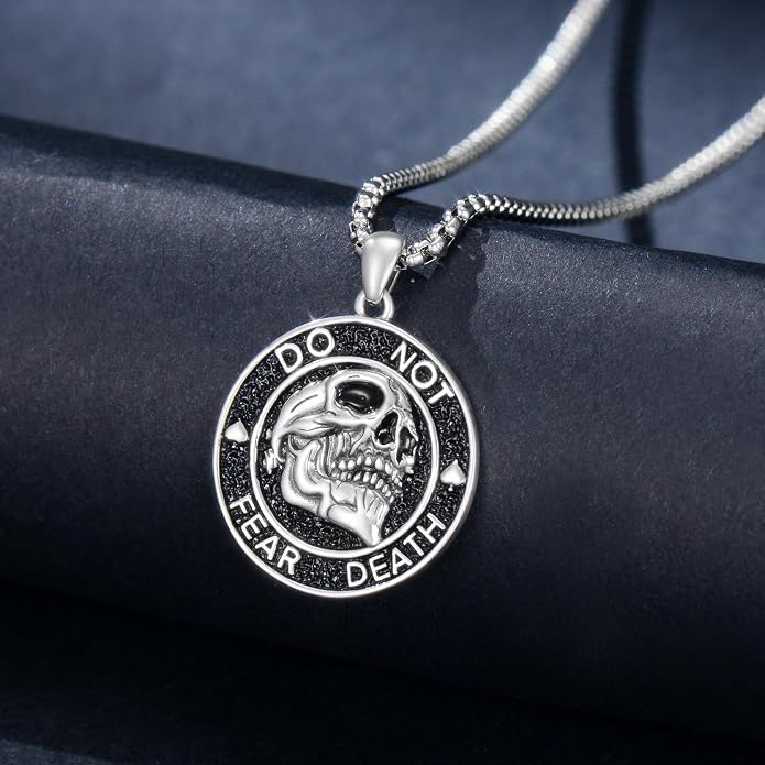 Skull/Skeleton Memento Mori Necklace 925 Sterling Silver Skull/Skeleton Pendant Hourglass Necklace Skull/Skeleton Jewelry for Men Women