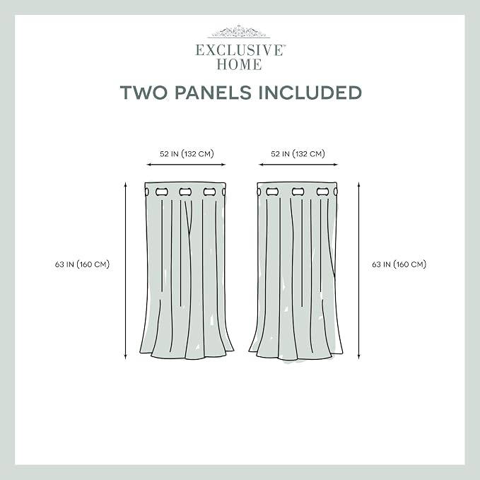 TOWN & COUNTRY LUXE Talia Double Layer Indoor Curtains, Sheer and Room Darkening Blackout, Grommet Top, Energy Efficient, 2-Pack Set, 52"x63", Aqua