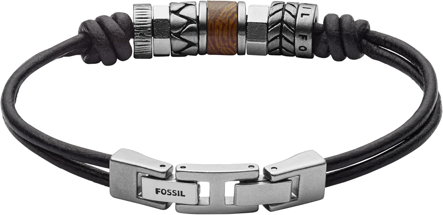 Fossil Men's Stainless Steel and Genuine Leather and/or Beaded Bracelet for Men