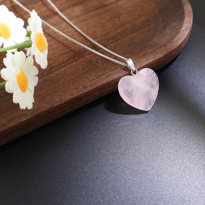 iSTONE 925 Sterling Silver Natural Crytral for Womens Pendant Necklace, Gemstone Birthstone with 17.8" Silver Chain Ladies