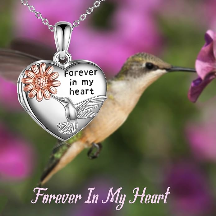 YFN Locket Necklace 925 Sterling Silver Heart Locket Necklace that Holds Pictures for Women Jewelry Gifts