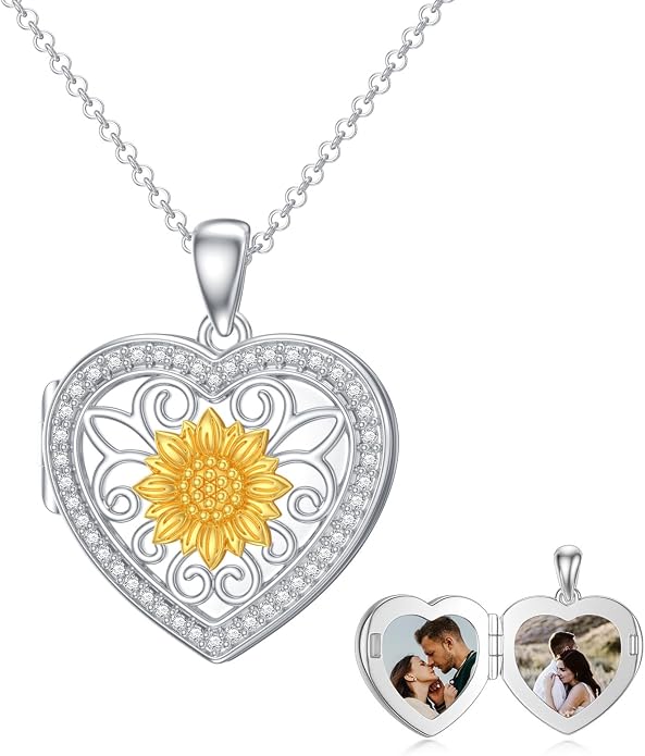 PELOVNY Locket Necklace That Holds Pictures 925 Sterling Silver Photo Locket Pendant Birthday Christmas Memorial Jewelry Gifts for Women Men