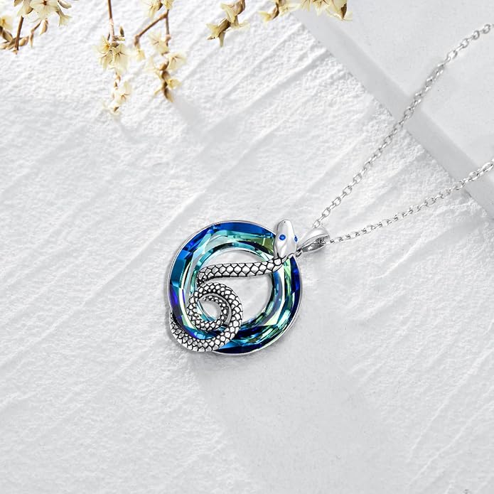Dragonfly Necklace 925 Sterling Silver Dragonfly/Sunflower Bee Pendant Necklace Dragonfly with Blue Circle Crystal Dragonfly Jewelry Gifts as Holiday Christmas Gifts for Women