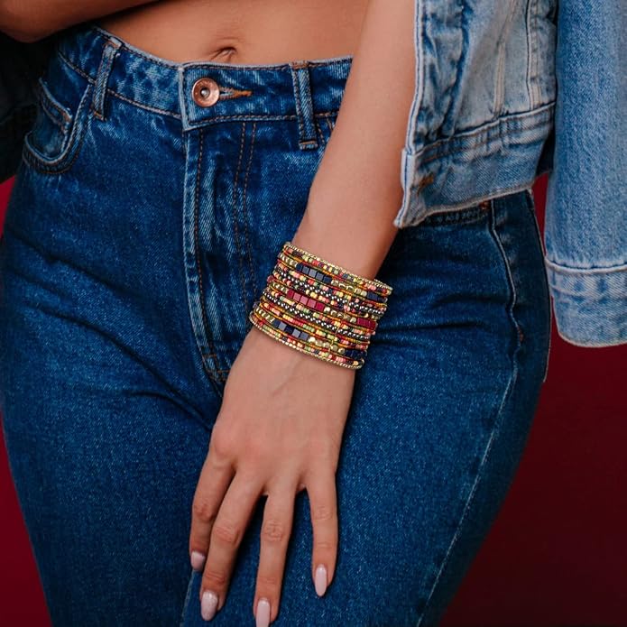 SPUNKYsoul Cuff Bracelets for Women Collection - Adjustable, Stylish Boho Inspired Beaded Bracelets, Trendy Stackable Beads, Ideal for Everyday Wear & Special Occasions