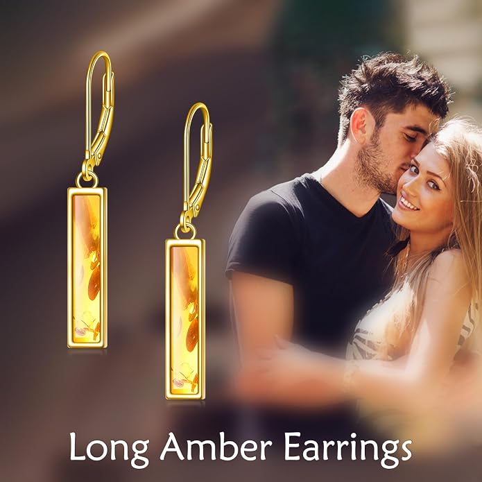CRMAD Abalone Shell Bar Earrings for Women Sterling Silver Leverback Earrings Abalone Jewelry Gift