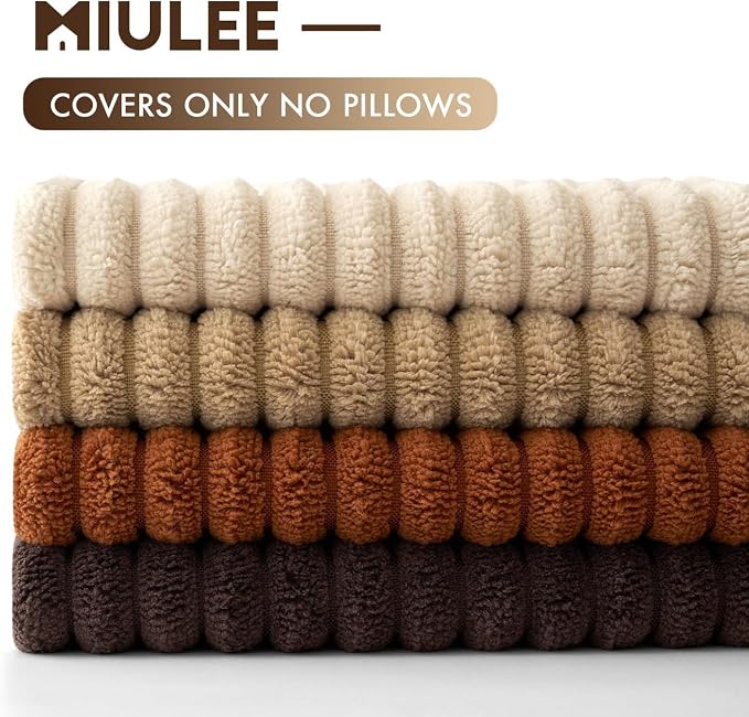MIULEE Boho Farmhouse Throw Pillow Covers 20x20 Inch Set of 4 Rustic Mordern Neutral Cushion Covers Soft Corduroy Nordic Fall Home Decor for Couch Bed Sofa Living Room Chocolate Brown/Rust