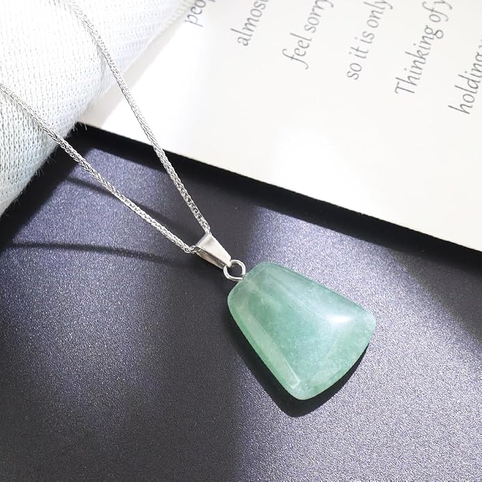 iSTONE 925 Sterling Silver Natural Crytral for Womens Pendant Necklace, Gemstone Birthstone with 17.8" Silver Chain Ladies