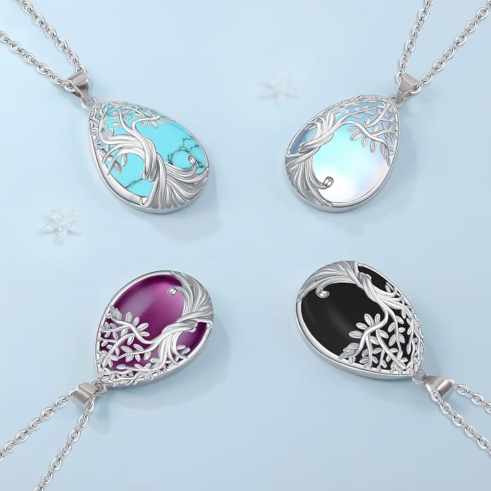 Tree of Life Necklace Family Teardrop/Heart Pendant Mother Jewelry Gifts for Women Grandma Wife Mom