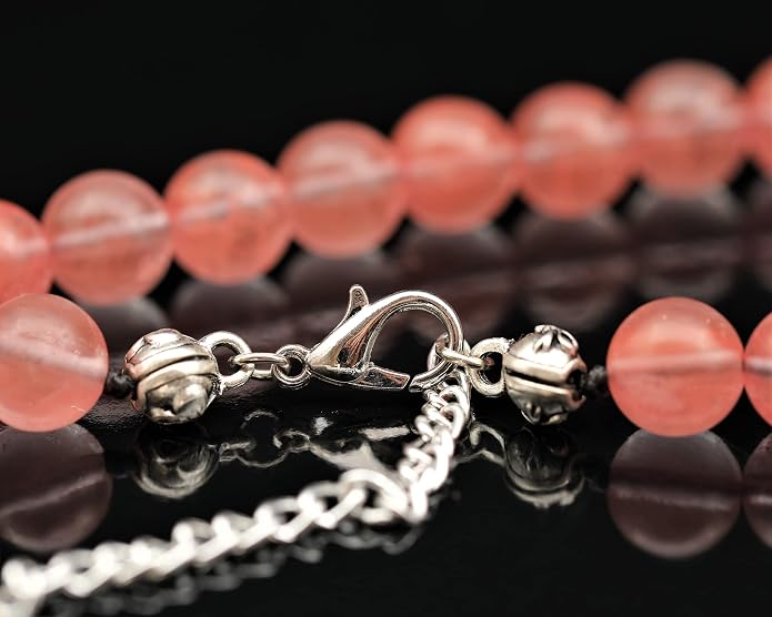 Natural Gemstone Beaded Choker Necklace | 8mm Handmade Adjustable Jewelry for Men & Women | Chakra Balancing Crystal Necklace | Spiritual Gift | Macrame Cord with Extender