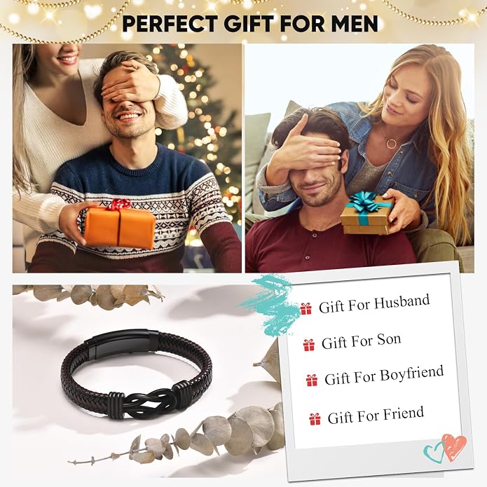 VNOX Men's Inspirational Mantra Engarved Handmade Braided Leather Adjustable Cuff Bangle Bracelet Encouragement Motivational Gift for Men