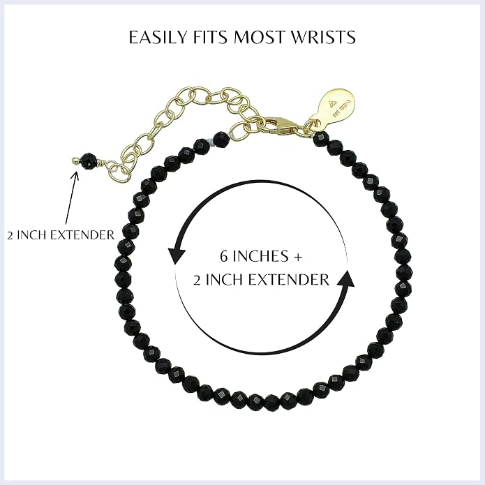 Faceted Bracelet for Women, Certified 925 Sterling Silver with 18K Gold Vermeil Healing Crystal Bracelets for Women - Crystals and Healing Stone Bracelet Women Jewelry for Gift