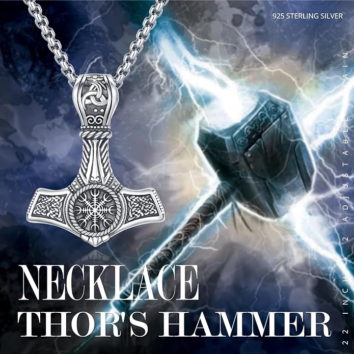 Viking Necklace for Men 925 Sterling Silver Nordic Viking Necklace Viking Amulet Jewelry Gifts for Men Women