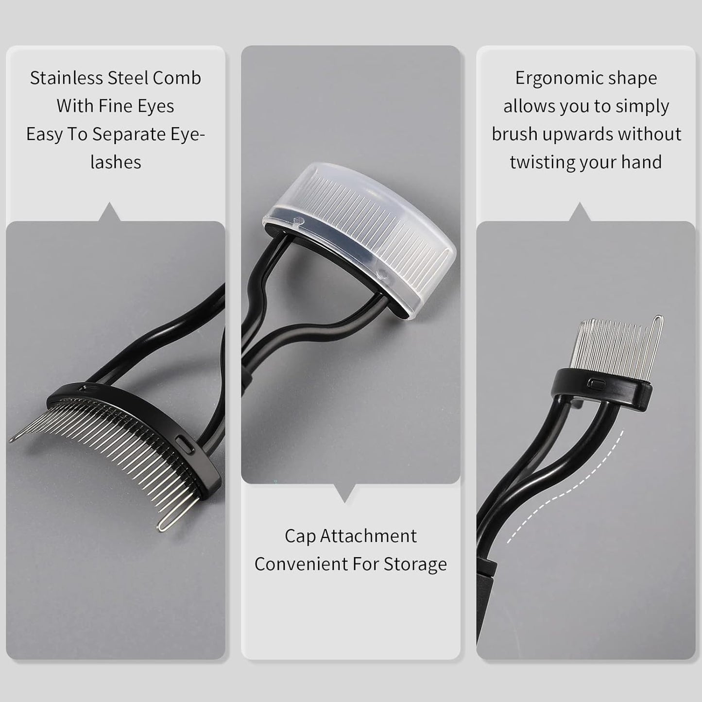 Eyelash Comb Eyebrow Brush DUcare Eyelash Separator Mascara Applicator Eyelash Definer With Comb Cover Arc Designed Cosmetic Brushes Tool Black